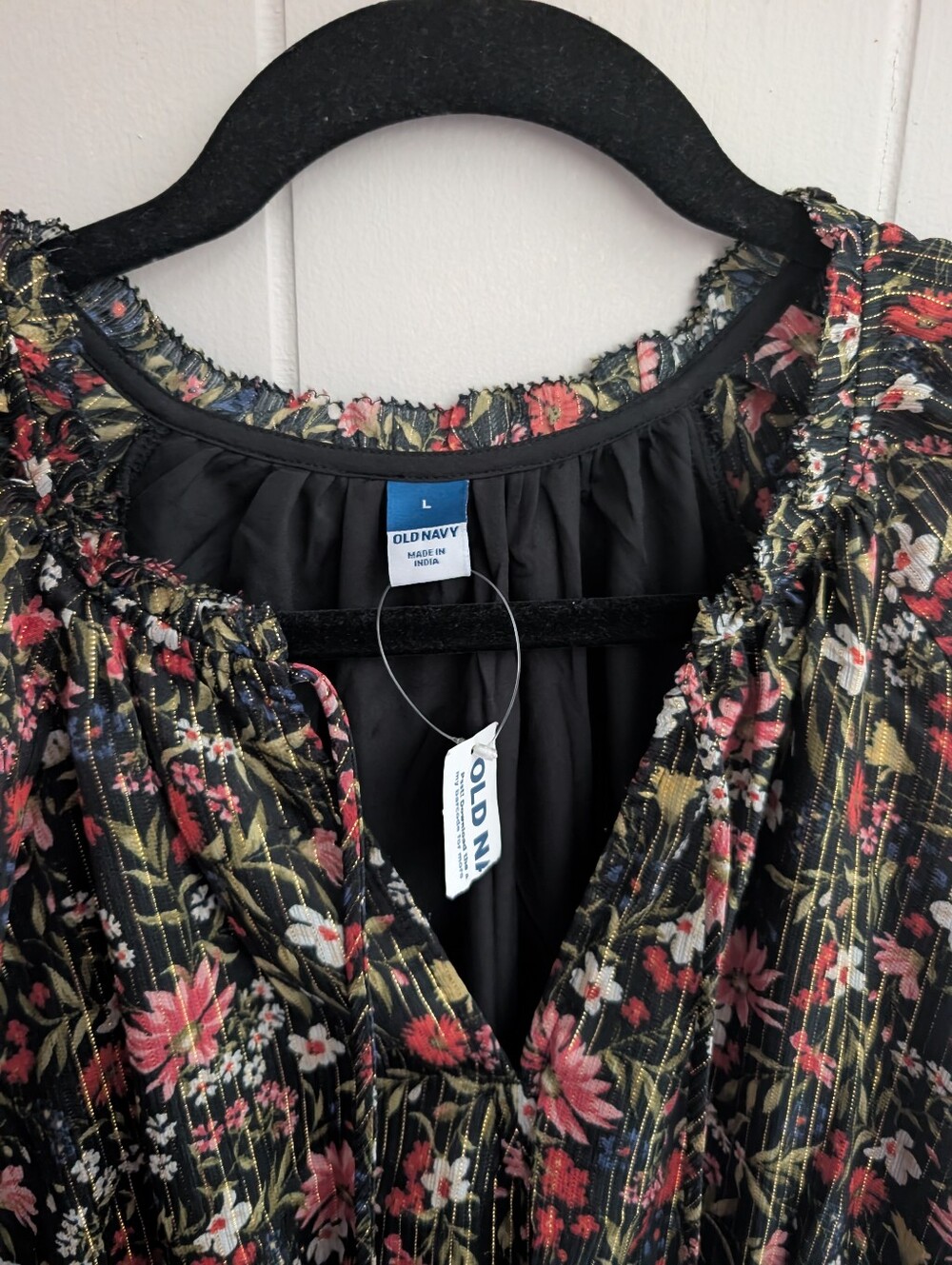 NWT Old Navy Floral & Metallic Boho Dress - Picture 3 of 7